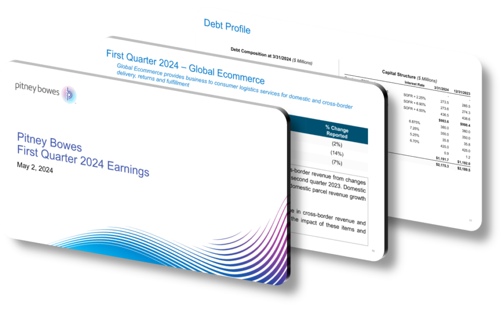 Q1 2024 Pitney Bowes Presentation Design Key Financial Highlights