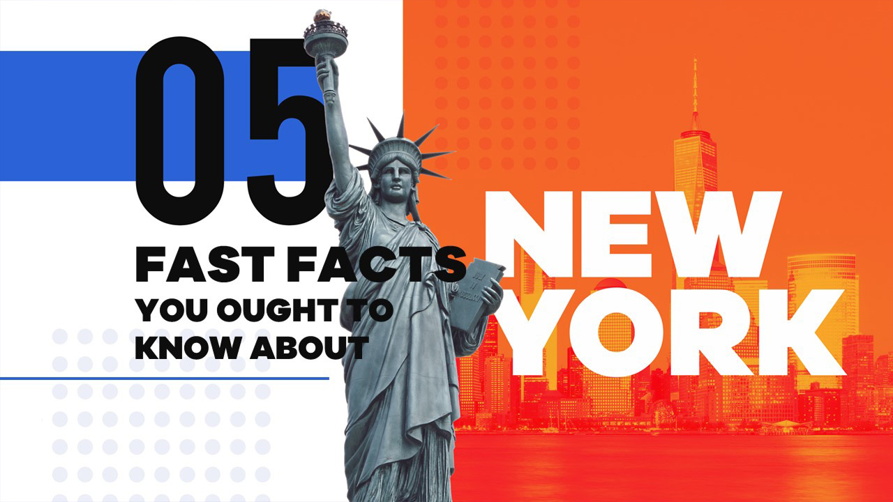 Colorful graphic with the Statue of Liberty prominently featured. Large text reads 