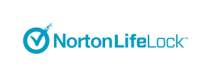 The logo of NortonLifeLock features a stylized checkmark within a circle followed by the text 