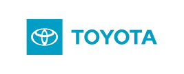 Blue, square logo with a stylized automobile steering wheel on the left, and the word 